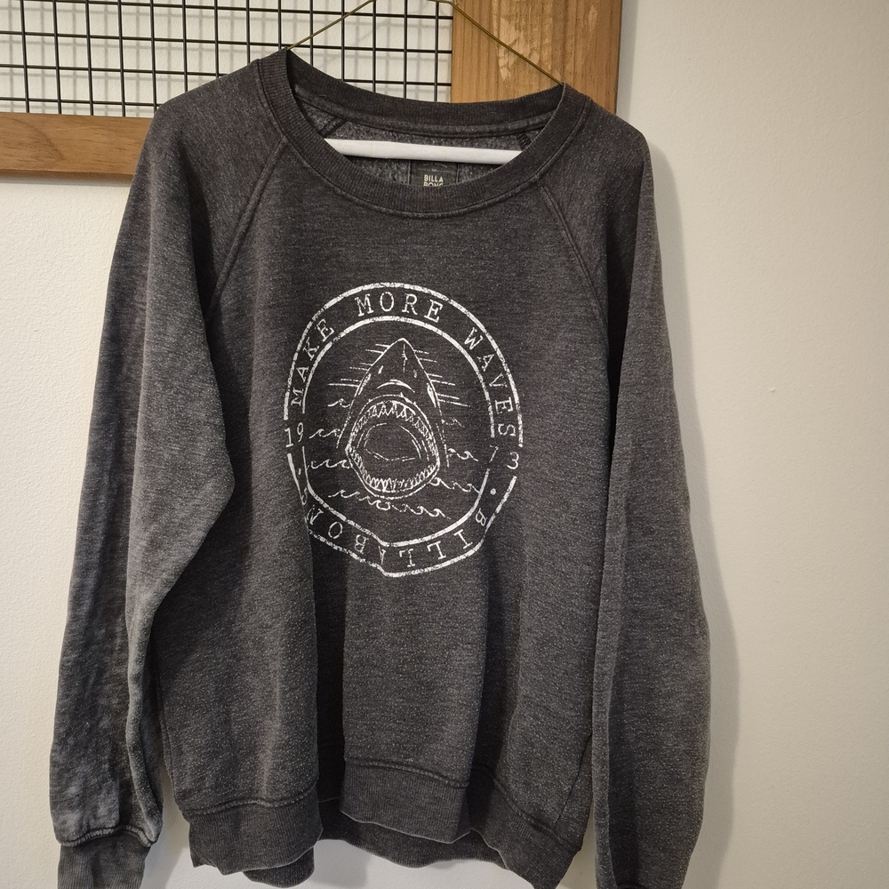 Billabong Charcoal Shark Motif Crewneck Sweater